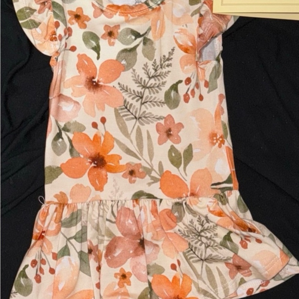 Bamboo Floral Ruffle Bodysuit Dress